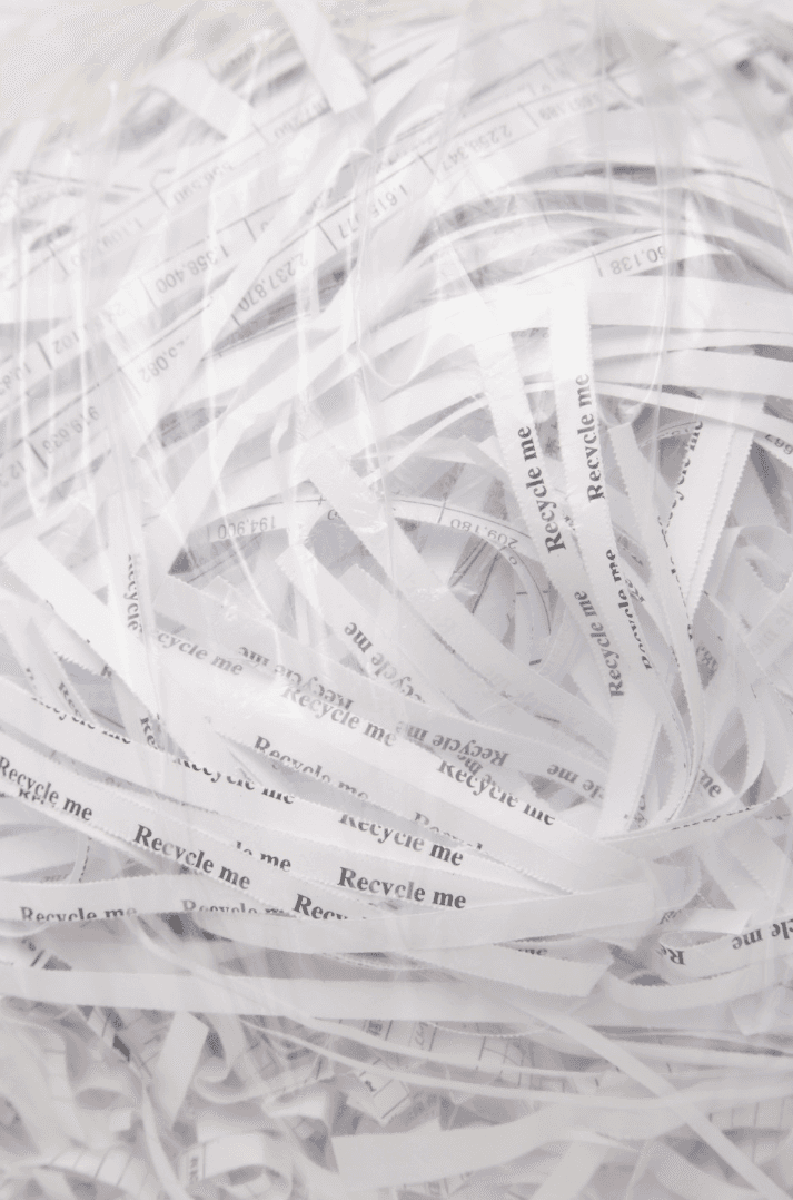 Shredded confidential paper